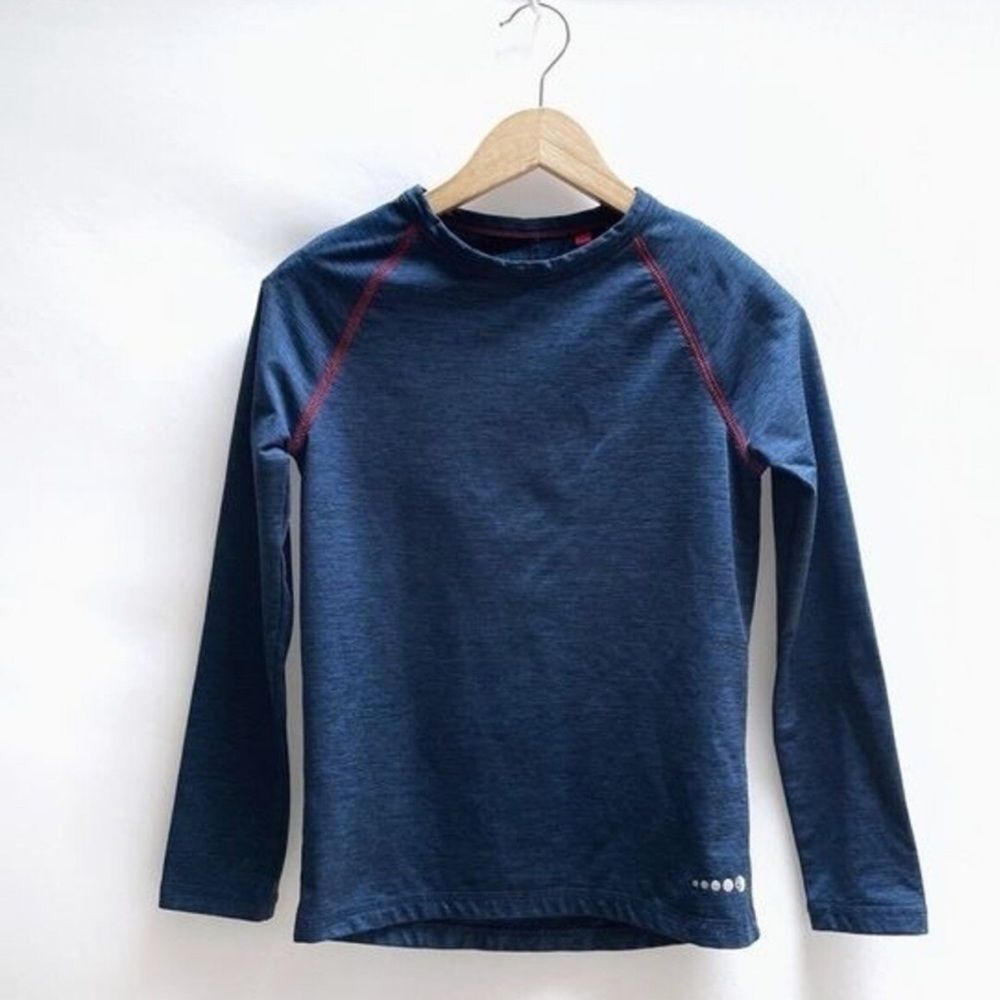 Boden Kids Long Sleeve Active Top 8-9Y 134cm Blue Performance Shirt Boys/Girls